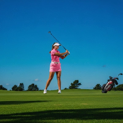Golfer with intense focus on the course