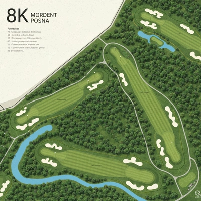 Detailed golf course map highlighting strategic points and hazards